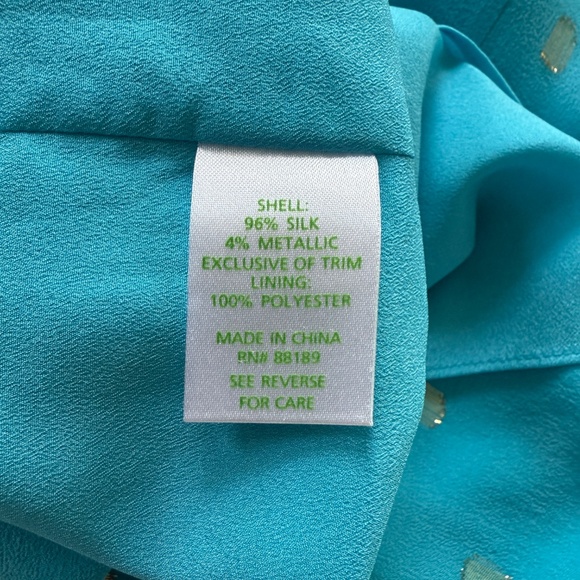 Lilly Pulitzer Aqua Blue Metallic Dot Silk Dress - Picture 11 of 12
